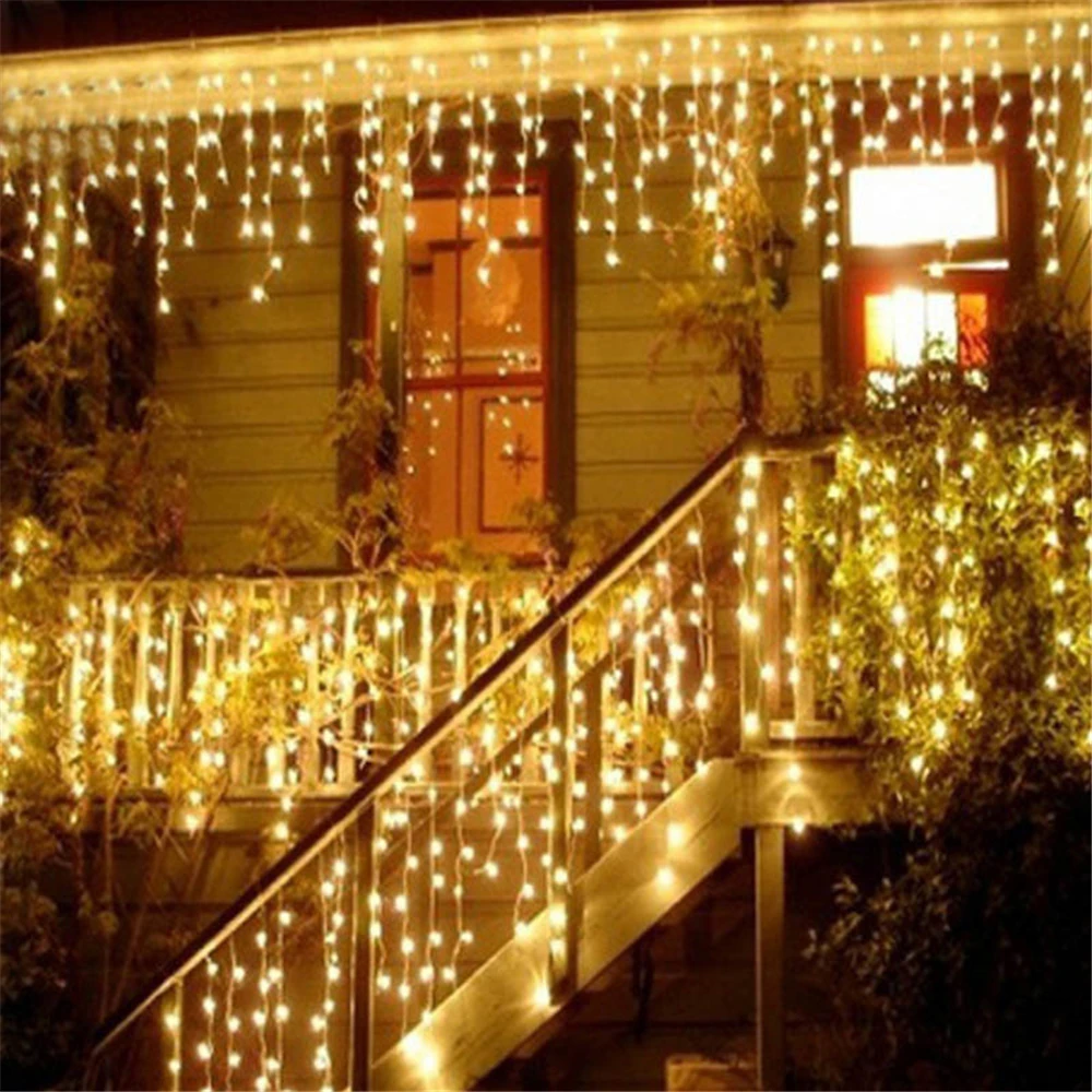

5M 216leds high density LED Curtain Icicle String Lights wedding Garland Outdoor IP66 Garden Street Decorative Holiday Light