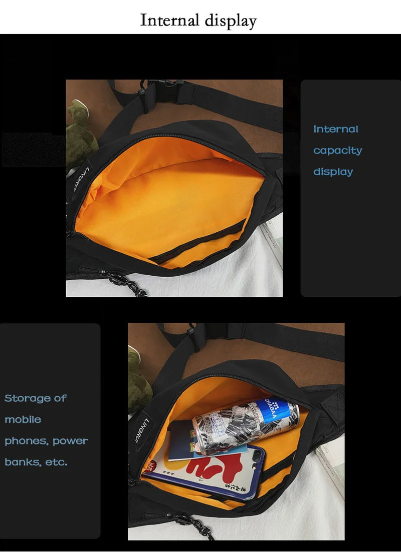 

Fashion Women Chest Bag Couple Purses Sports Bag Running City Bag Large Capacity Outdoor Hiking Fitness Package Backpacking Gear