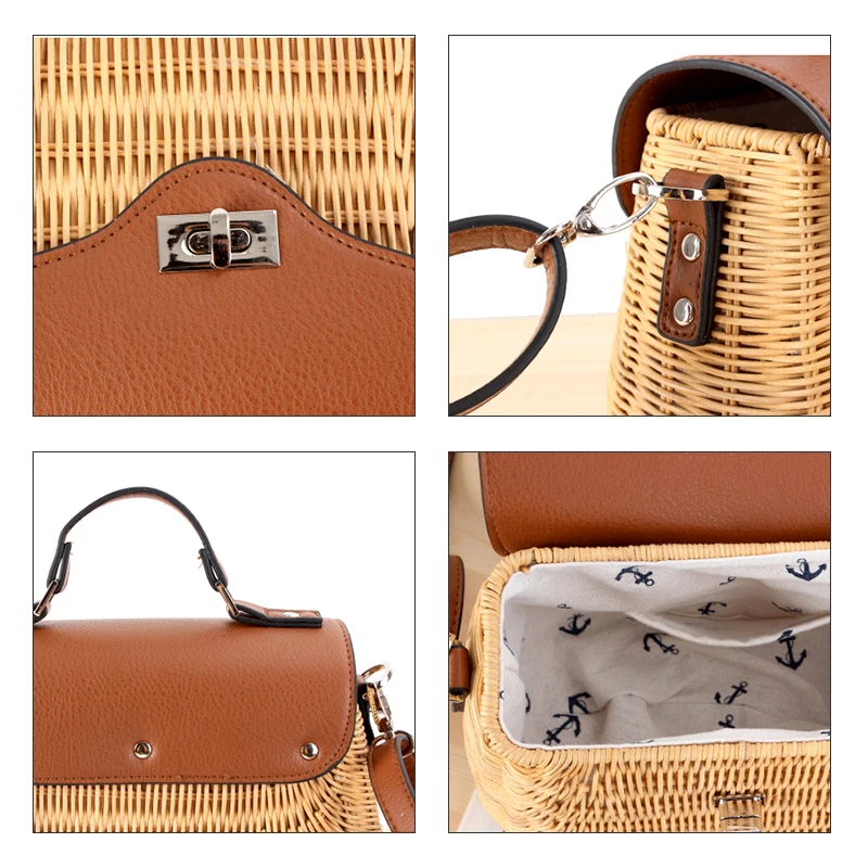 Женские пляжные сумки из ротанга в ретро коробке простая Плетеная соломенная