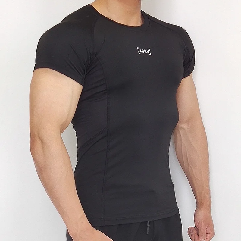 

Men Fitness Tops Sport T Shirt Short Sleeve Workout Gym Tees Compression Slim Fit Running Clothing