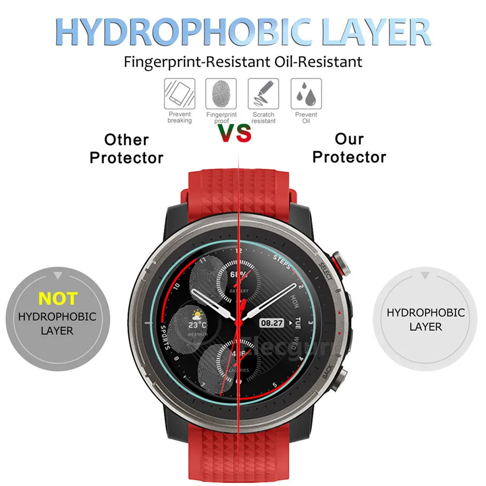 Защитная пленка для экрана Amazfit Stratos 3 gps Smart Watch, 9H закаленное стекло 2.5D Защита от царапин пузырьковая Защитная пленка для экрана
