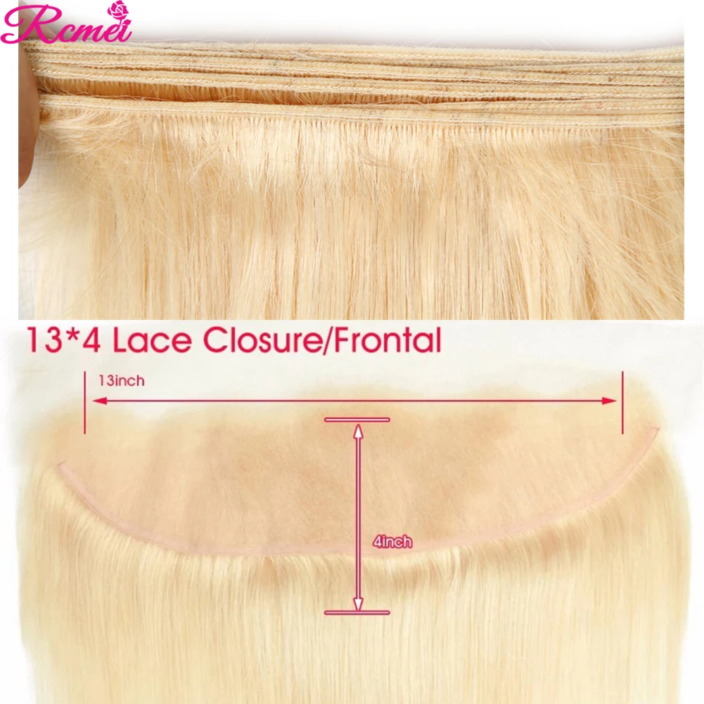 613 блонд пучки с фронтальной бразильской прямой волос Реми человеческие волосы