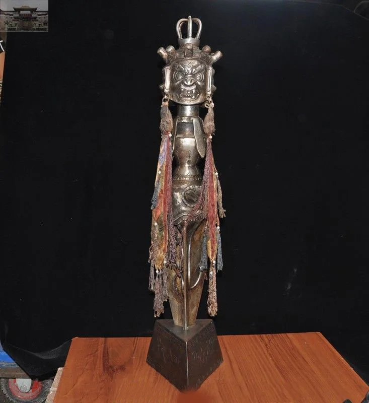 

Christmas 28" Tibet Buddhism fane Meteorite iron Mahakala Buddha Vajra Dorje phurpa Dagger New Year