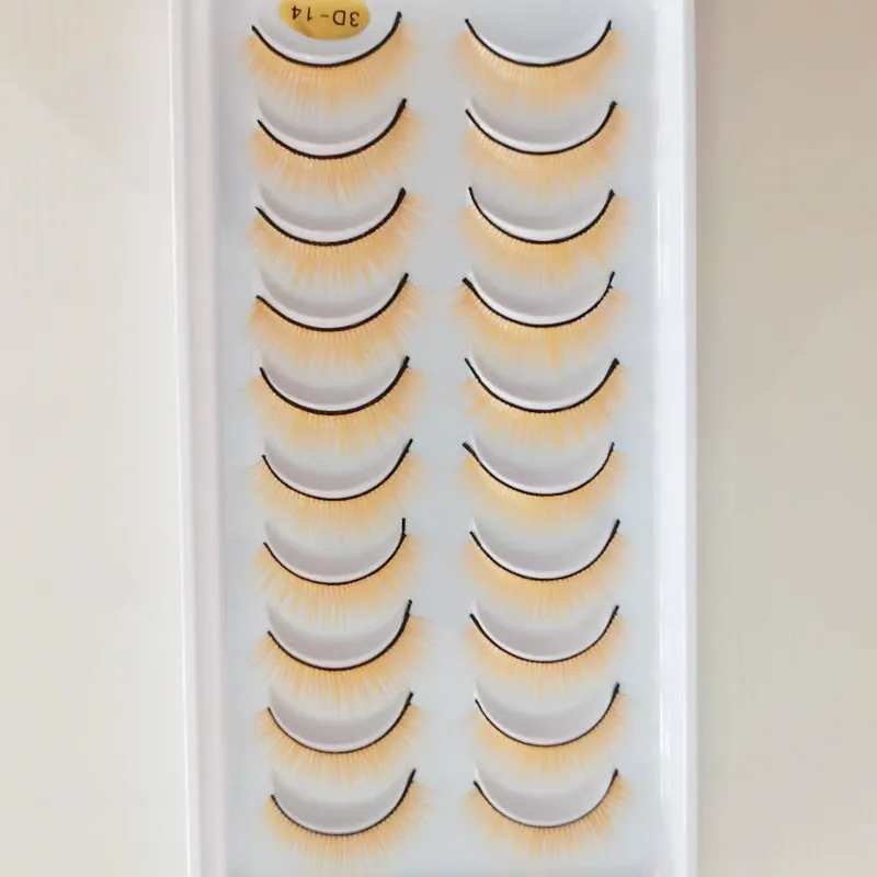 10 пар 3D норковые цветные накладные ресницы желтый крест длинные натуральные