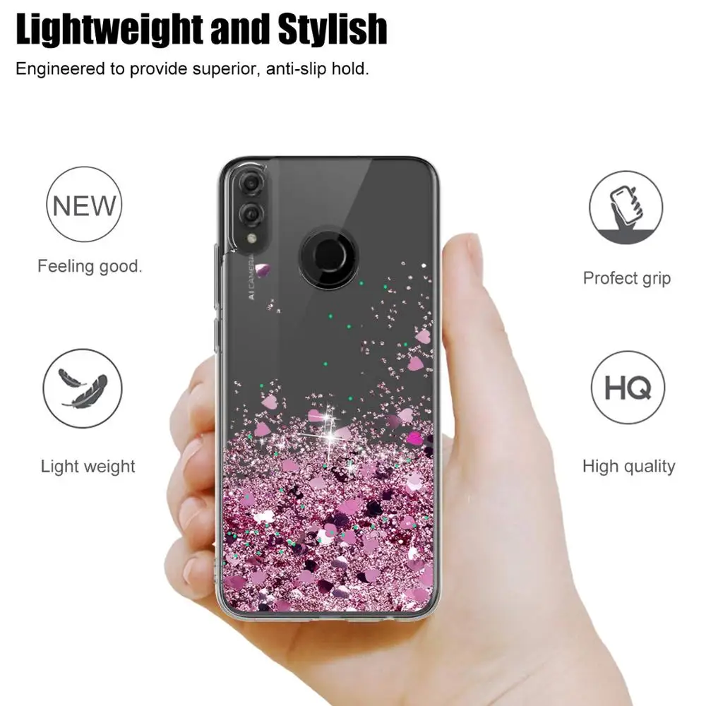 Динамичный чехол с жидким блеском Quicksand Liquid Glitter для Huawei Honor 10 9 8 Lite 20 Pro 8S 8X 8C 8A Y5 Y6 Y7 Y9 P smart 2018 2019 Cover on.