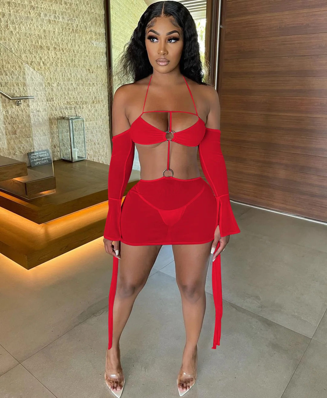 

Bulk Items Wholesale Lots Women Halter See Through Dress Off Shoulder Summer Backless Dresses Sexy Nightclub Party Oufits 2021