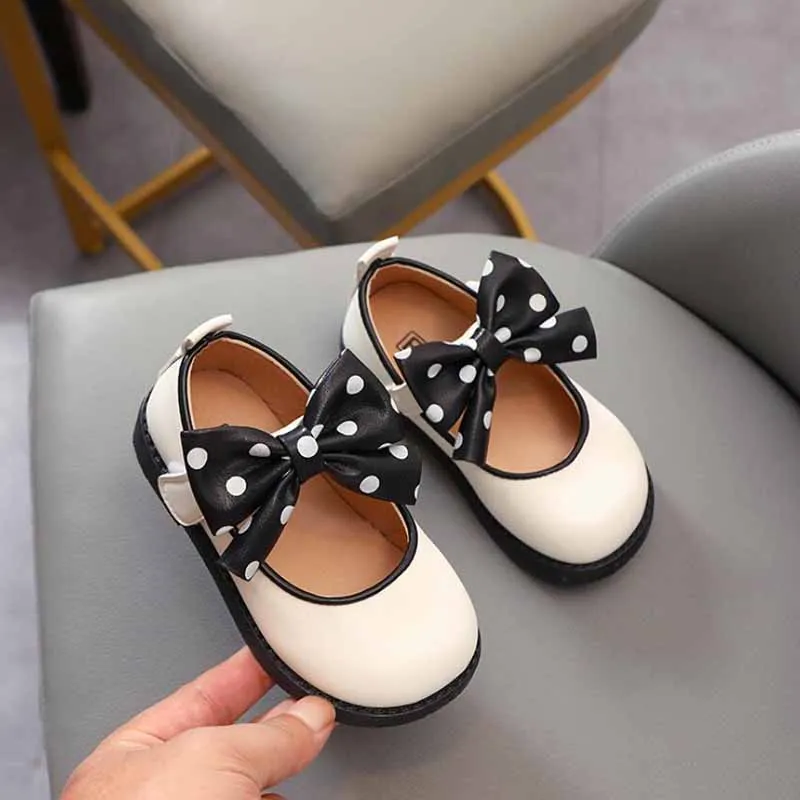 

Spring Girls Children's Mary Jane Dress Shoes Toddler Baby Kids Dots Bowknot Princess Leather Shoes chaussure fille New 2022