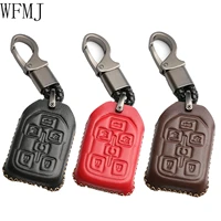 wfmj leather for chevrolet suburban tahoe gmc yukon xl denali remote smart 6 buttons key case holder cover fob chain