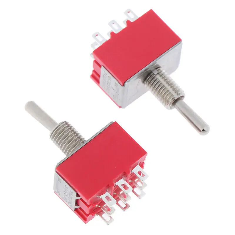 Новинка 5 шт. мини рычажный переключатель SPDT 9 PIN 3PDT ON-2 Позиция 250V 2A 125V 5A красный