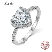 size 56789 real silver ring 8mm heart shape cubic zircon bridal wedding engagement 925 jewellery