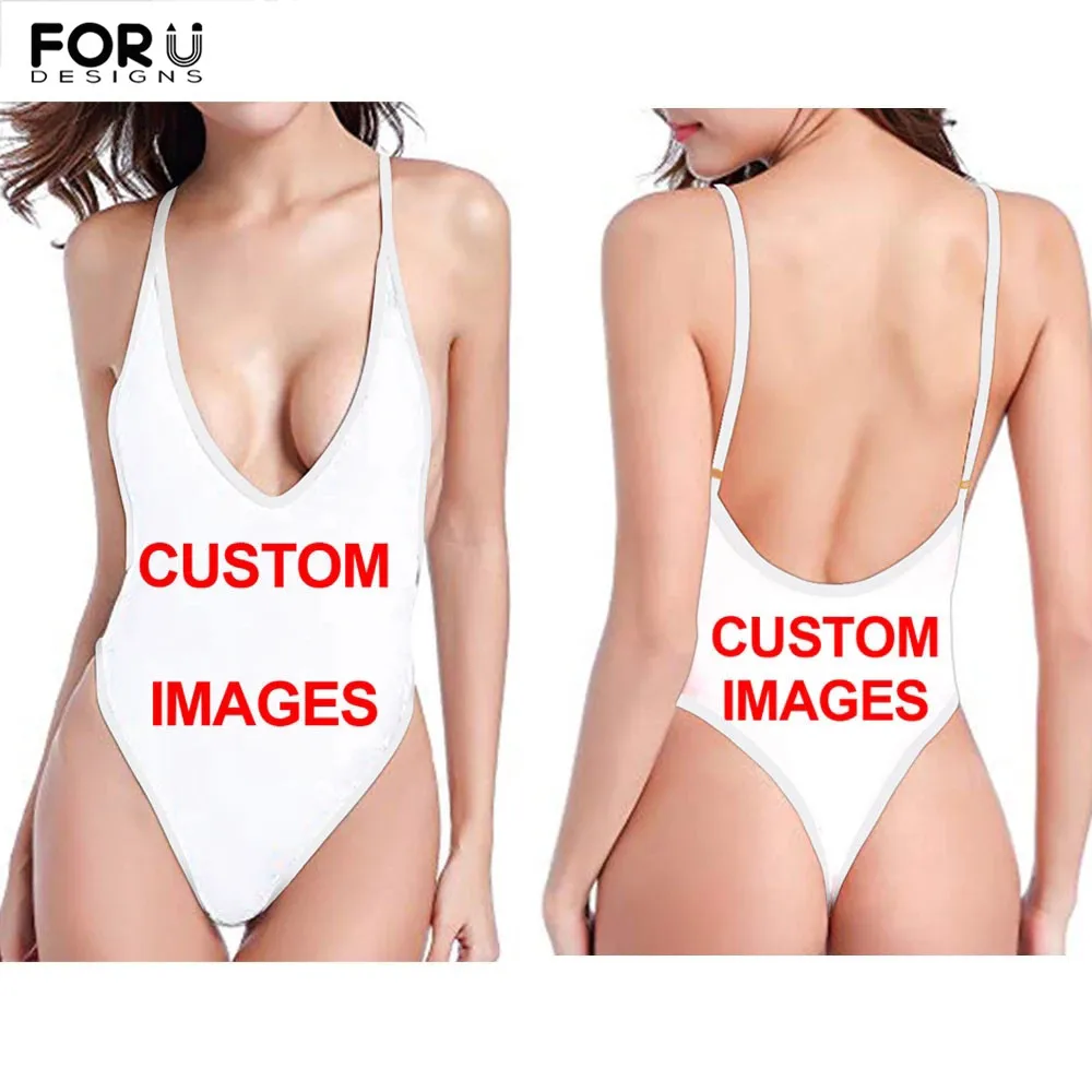 

FORUDESIGNS, летние женские сексуальные цельные бикини, пляжные купальники с принтом на заказ, 2021, монокини, стринги, купальники с высоким вырезом