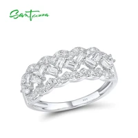 santuzza silver rings for women pure 925 sterling silver sparkling white cubic zirconia fancy bague bijoux fashion fine jewelry