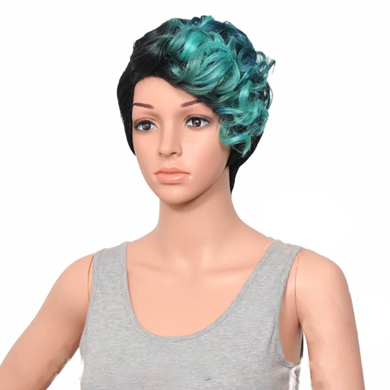 HAIRJOY женский специальный смешанный цвет боковая часть короткий кудрявый синтетический парик для волос