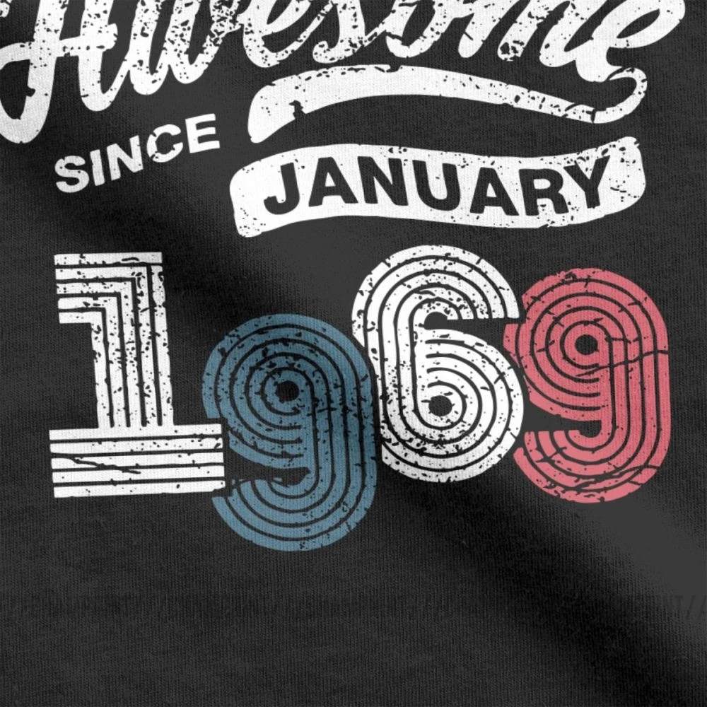 Потрясающая Мужская футболка с января 1969 года Винтажная 50 лет й день рождения