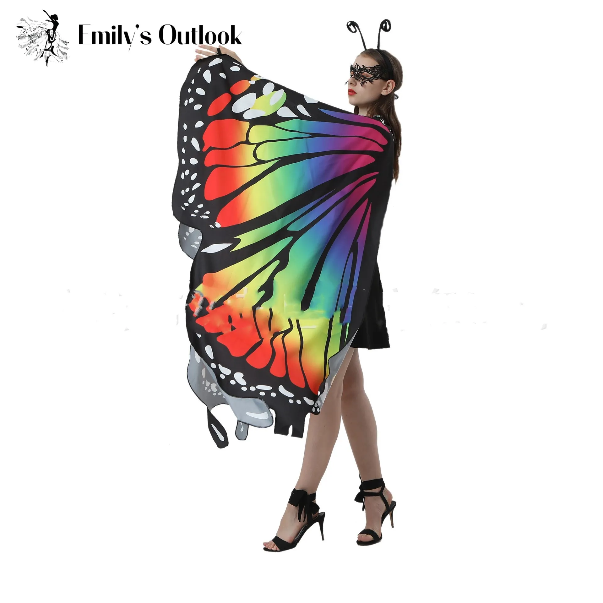 

Женская Маскарадная маска с крыльями бабочки, с антенной, повязка на голову для Хэллоуина, феи, женская накидка, Нимфа, костюм эльфа