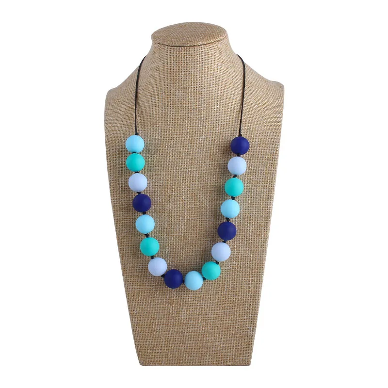 

1pc Baby Teething Necklace Food Grade Silicone Beads Long Chain Baby Goods Silicone Bead Nurse Gift For Baby Teether