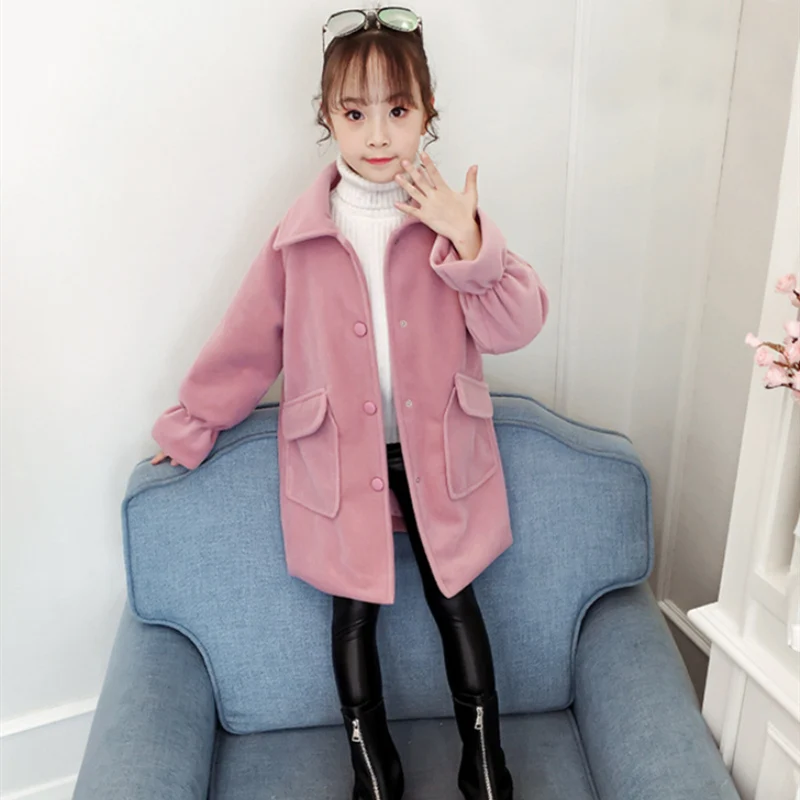

Girls Coat Kids Woolen Cloth 2021 Classic Thicken Warm Winter Autumn Kids High Quality Cotton Outwear Wool Children's Clothing