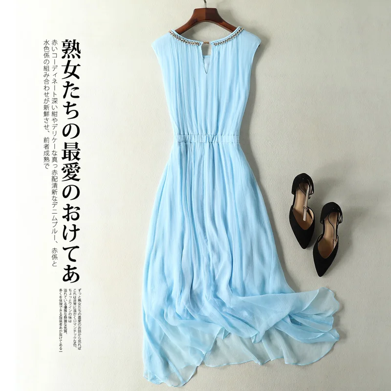 Женское винтажное платье из натурального шелка белое элегантное пляжное с