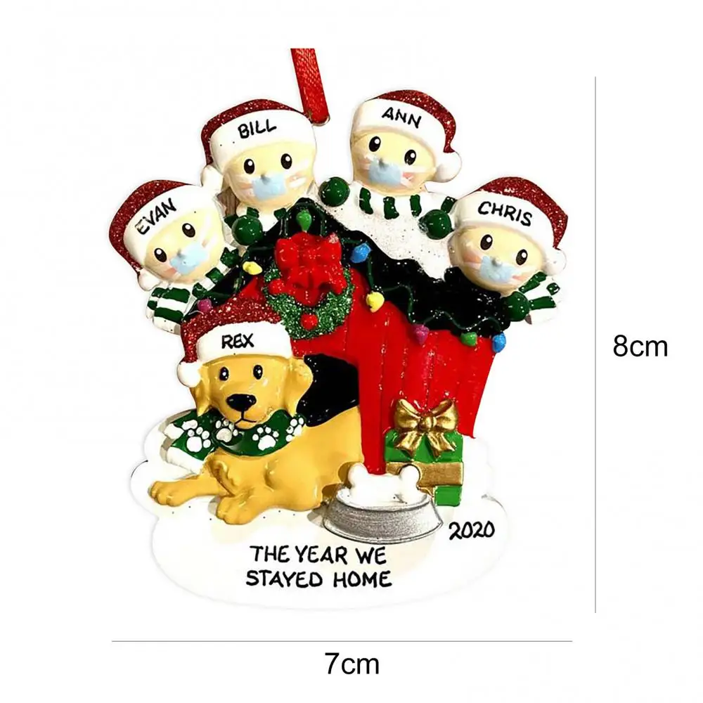 

Mini Cartoon 4 Family Members DIY Name Blessing Christmas Tree Hanging Pendant