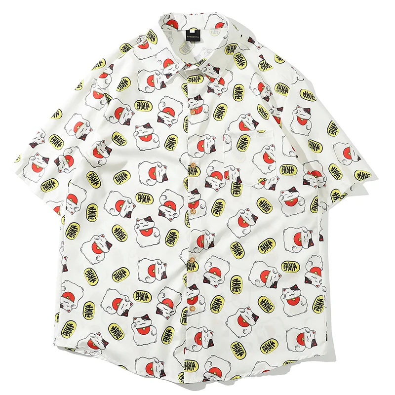 Casual Streetwear Beach Printed Short Sleeve Shirt Men Hip Top Comfortable Hawaii Oversize Fashion Harujuku Couple Shirts MCS126