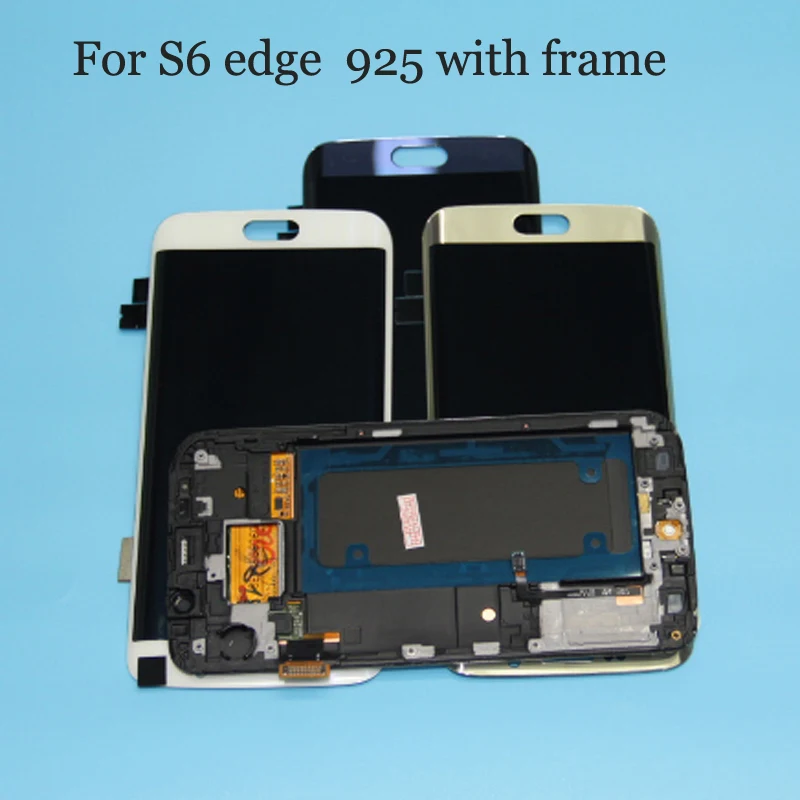 Super Amoled для Samsung s6 edge G925 G925F ЖК дигитайзер в сборе с рамкой|Экраны мобильных