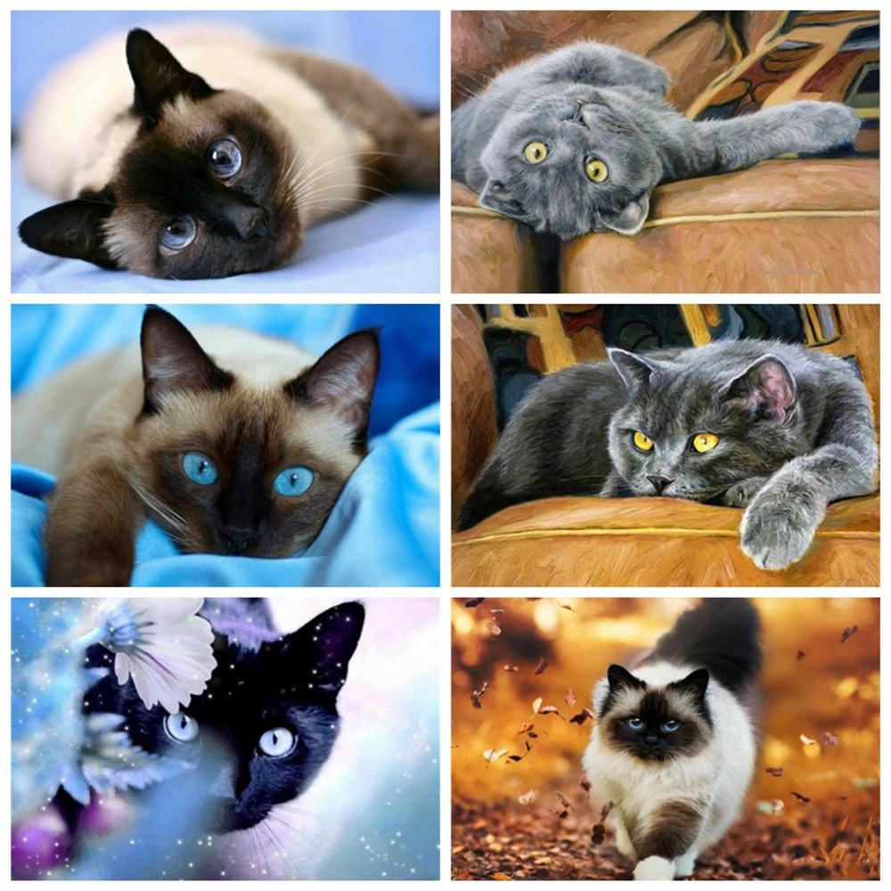 

MomoArt Diamond Embroidery Cat Mosaic Kits Wall Art Diamond Painting Animal Full Square Drill Cross Stitch Handmade Hobby Gift
