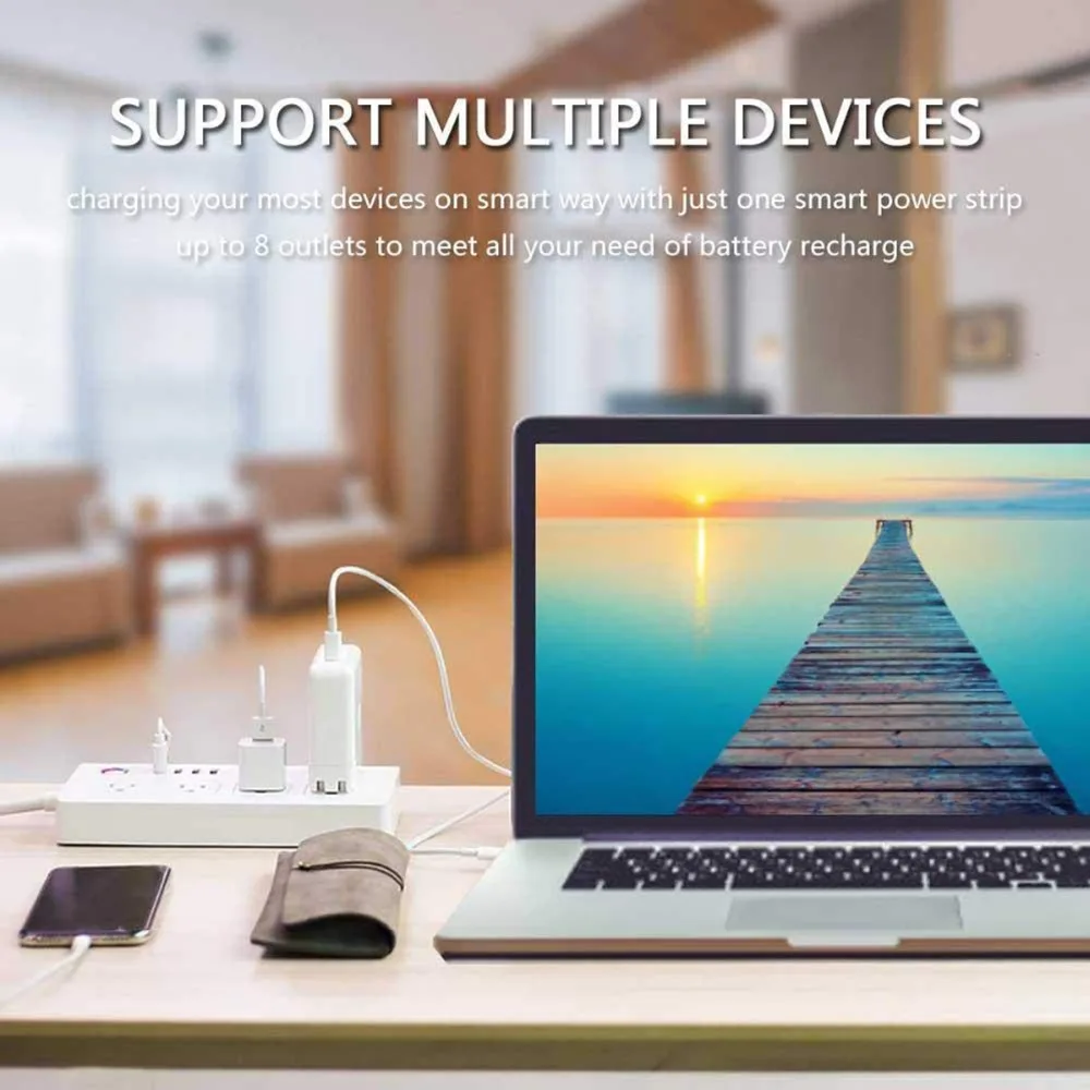 Умная розетка с голосовым управлением и таймером зарядное устройство 4 USB-портами