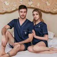 men women pajamas set soft imitation silk print shirt pants couple sleepwear pajama sets unisex pyjamas sleepwear