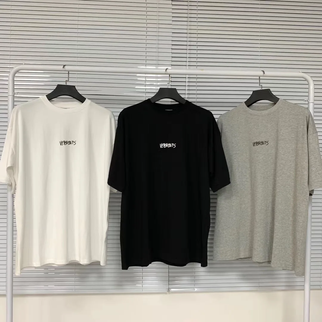

Футболка Vetement с надписью для мужчин и женщин, Стильные повседневные хлопковые футболки оверсайз, одежда для пар, ручная работа