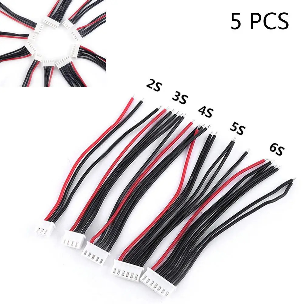 

5Pcs JST XH 2s 3s 4s 5s 6s Battery Balance Charger Plug Line/Wire/Connector Cable / Connector 22AWG 100mm JST-XH Balancer Cables