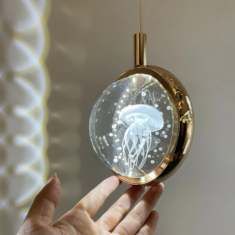 

Modern Luxury Crystal Pendant Light Bedside Chandelier Lamp Indoor Decor for Bedroom Dining Table Child Room Kitchen Drop Light