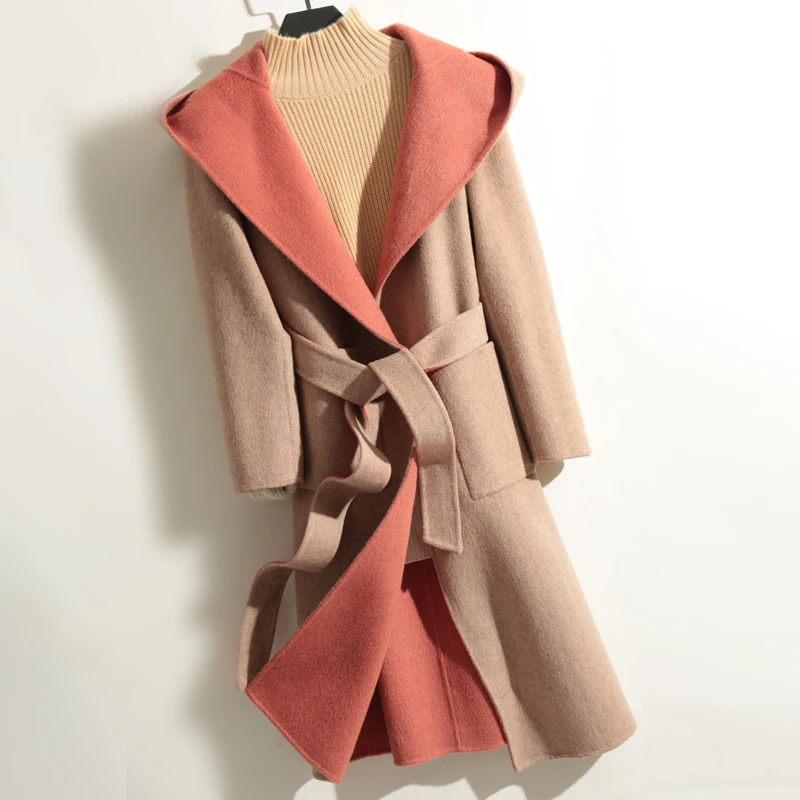 Осенне-зимнее пальто Женское из 100% шерсти женские длинные куртки Корейская