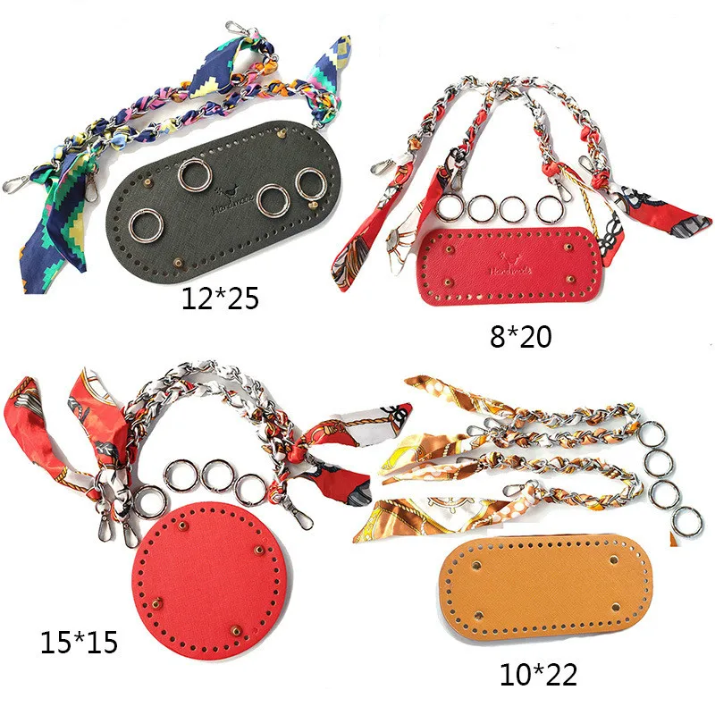 1 Set Woven Bag Silk Strap Bag Bottom Scarf Handbag Material DIY Fashion Hand Bag Accessories Making DIY Purse Accessories