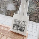 Холщовая Сумка с изображением солнца, луны, солнца, мифа, повседневная женская сумка на плечо в стиле Харадзюку, винтажные новые Мультяшные мешки для покупок, вместительные сумки