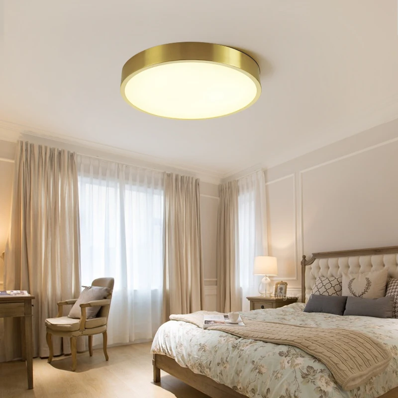 All Copper LED Ceiling Lights Bedroom Lampultra-Thin Light Fixture Room Aisle Corridor Balcony Lamps Changeable Home Decoration