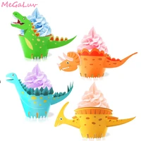 24pcs birthday dinosaur cupcake wrappers toppers cake decoration kids birthday party decorations baby shower dino party supplies