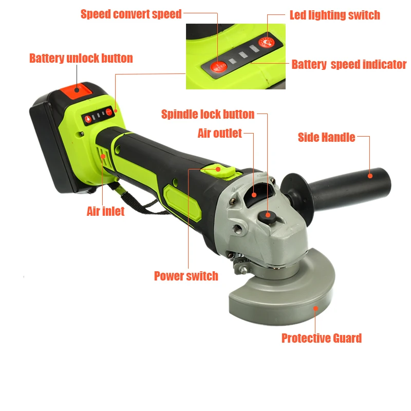 Бесщеточный полировщик шлифовальный металлического аккумуляторная угловая