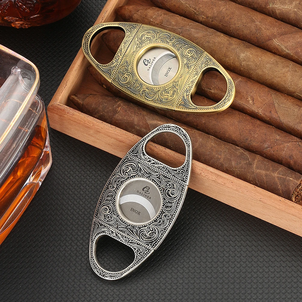 

GALINER Metal Cigar Cutter Sharp Luxury Guillotine Travel Portable Cigar Scissors Smoking Accessories With Gift Box