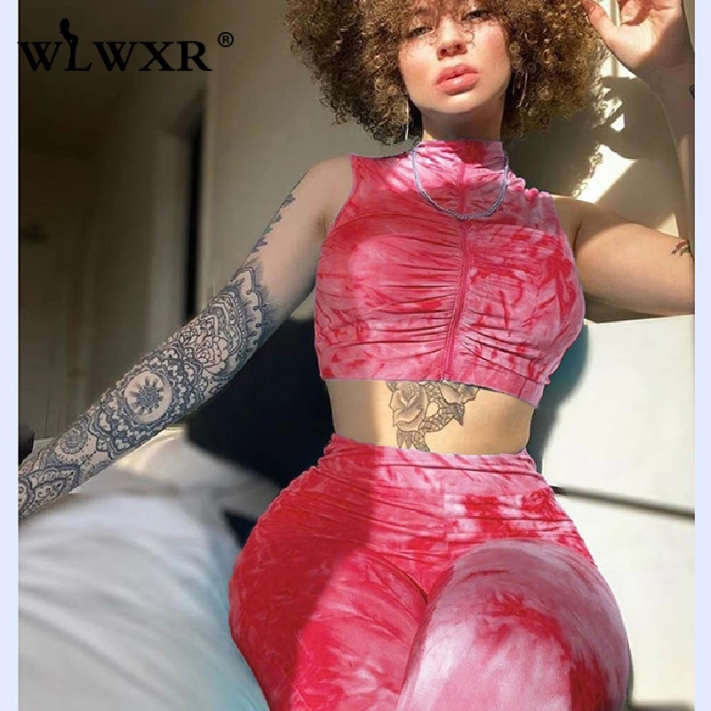 WLWXR галстук краситель печати розовый сексуальные Клубные наряды комплект из 2