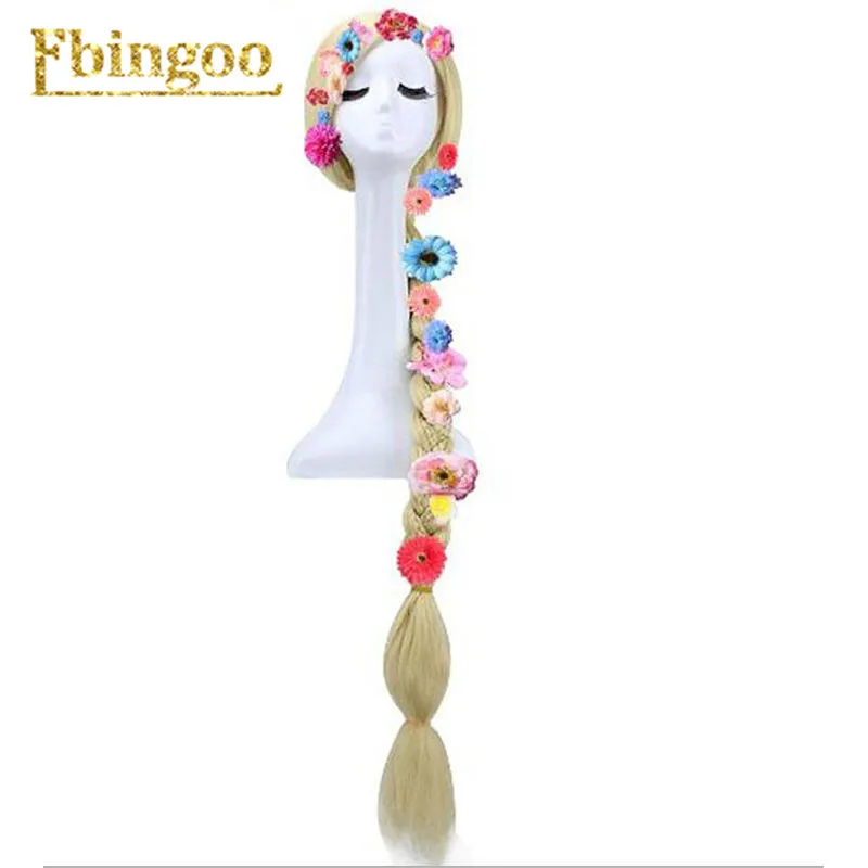 Ebingoo Hair cap+ натуральный длинный прямой Плетеный блондин Принцесса Рапунцель запутанный Синтетический Косплей Костюм для Хэллоуина женский парик