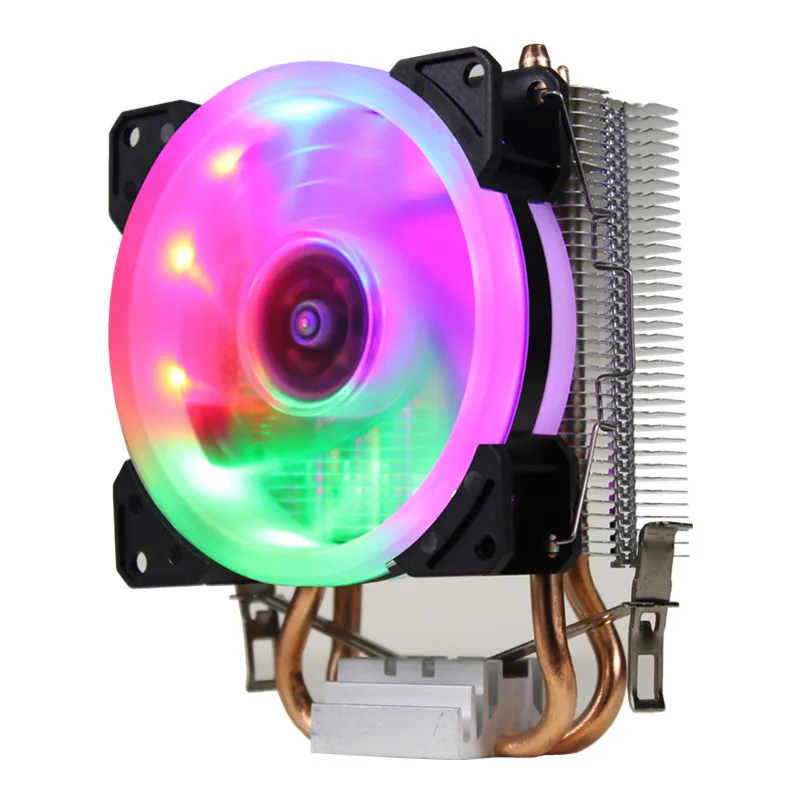 RGB светодиодный вентилятор охлаждения процессора 2 Heatpipe 12V охлаждающий вентилятор Радиатор для Intel LAG 1150 1155 1156 775 для AMD