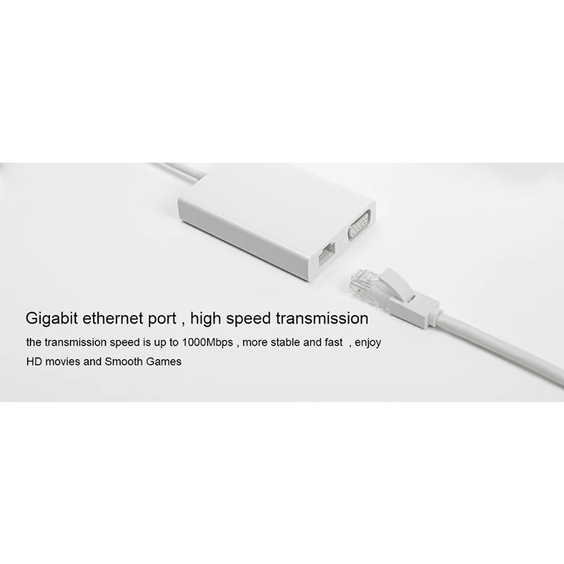 Xiaomi 2K 60Hz USB-C-VGA адаптер type-C до 1000 Мбит/с гигабитный Ethernet адаптер USB-C PD3.0 зарядное устройство для Macbook Xiaomi ноутбук 13