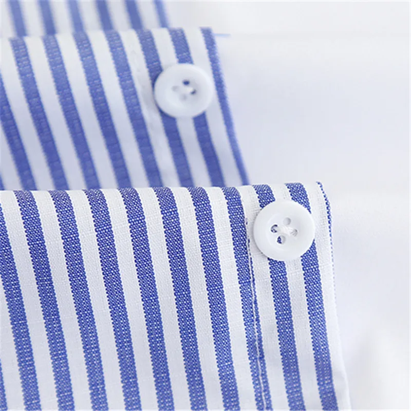 

Korean Women Stripe Patchwork Shirt Fashion Embroidery Splice Short sleeve Shirt Womens tops and Blouses High quality Shirts