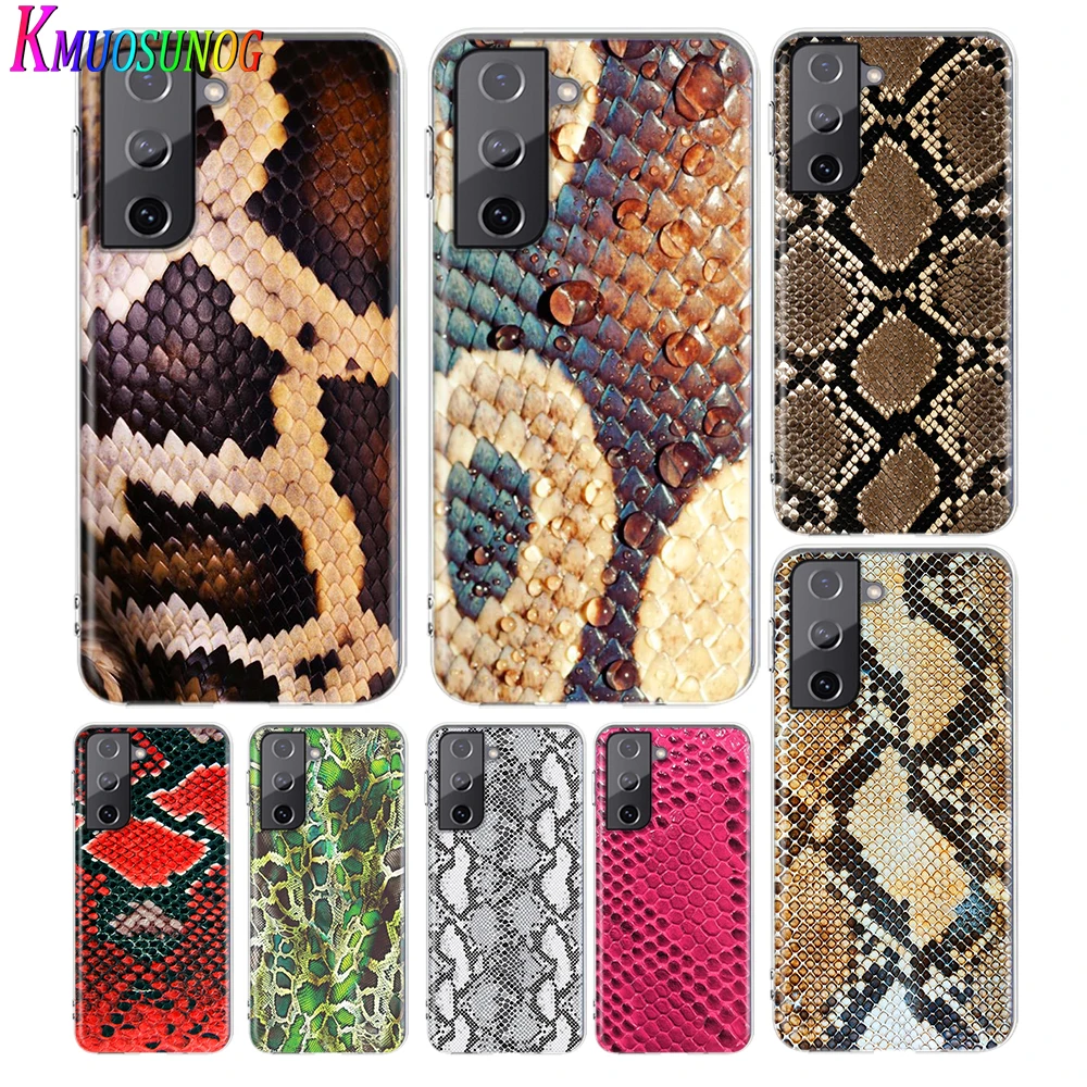 

Transparent Cover Fashion Leather Snake For Samsung Galaxy S21 S10 S10e S9 S8 S7 S6 Plus Ultra Edge Soft Phone Case