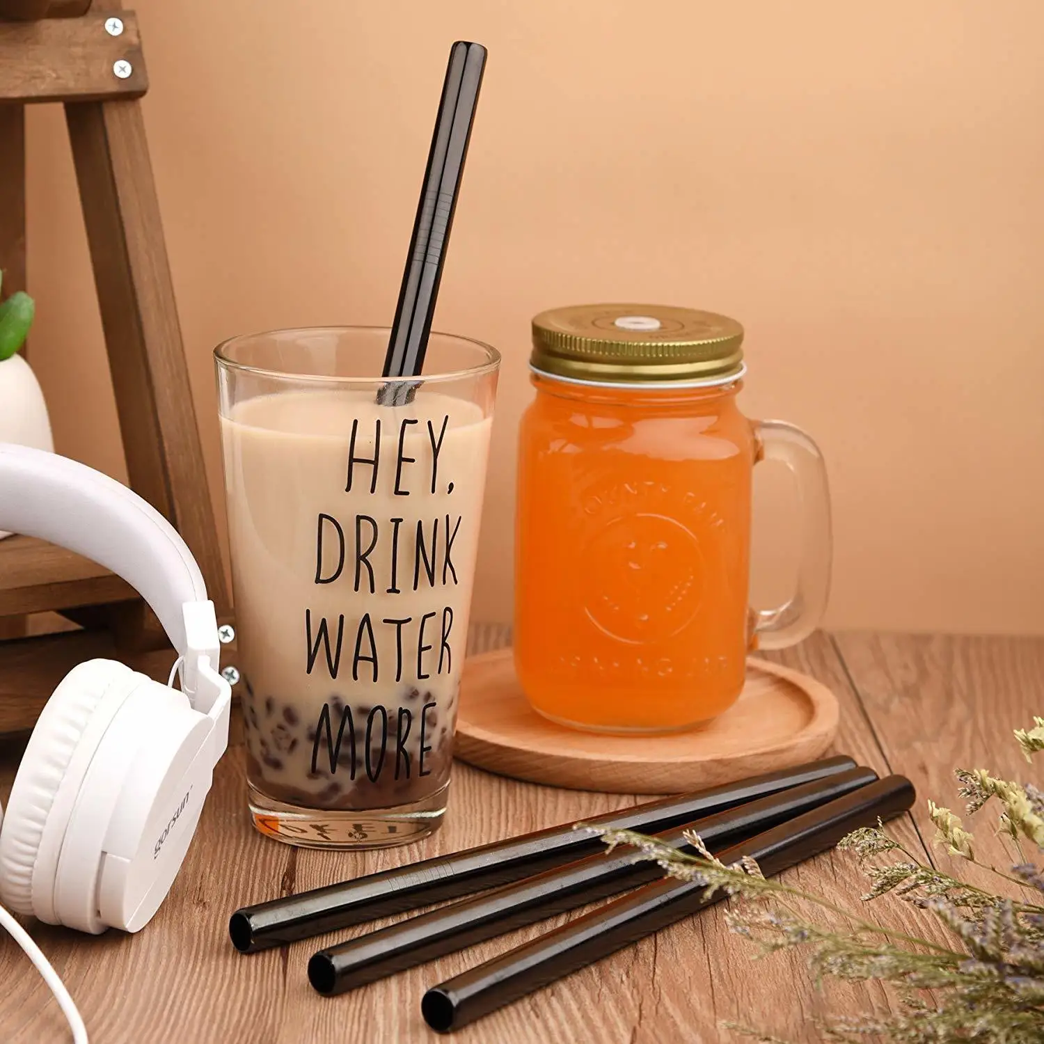 Металлическая соломинка для чая Boba очень широкие многоразовые трубочки из