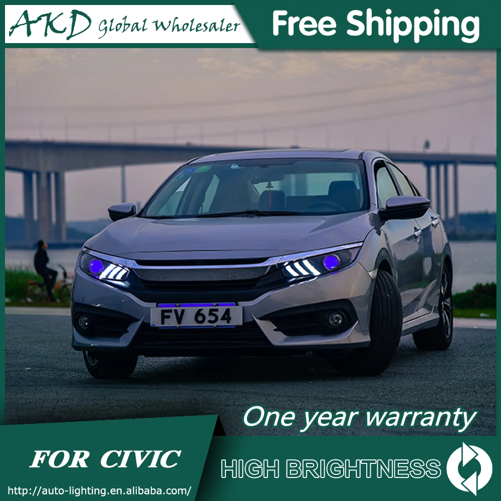 Фары для автомобиля Honda CIVIC X G10- DRL дневные ходовые огни головная лампа светодиодный Биксеноновая лампа Противотуманные фары, аксессуары для автомобиля
