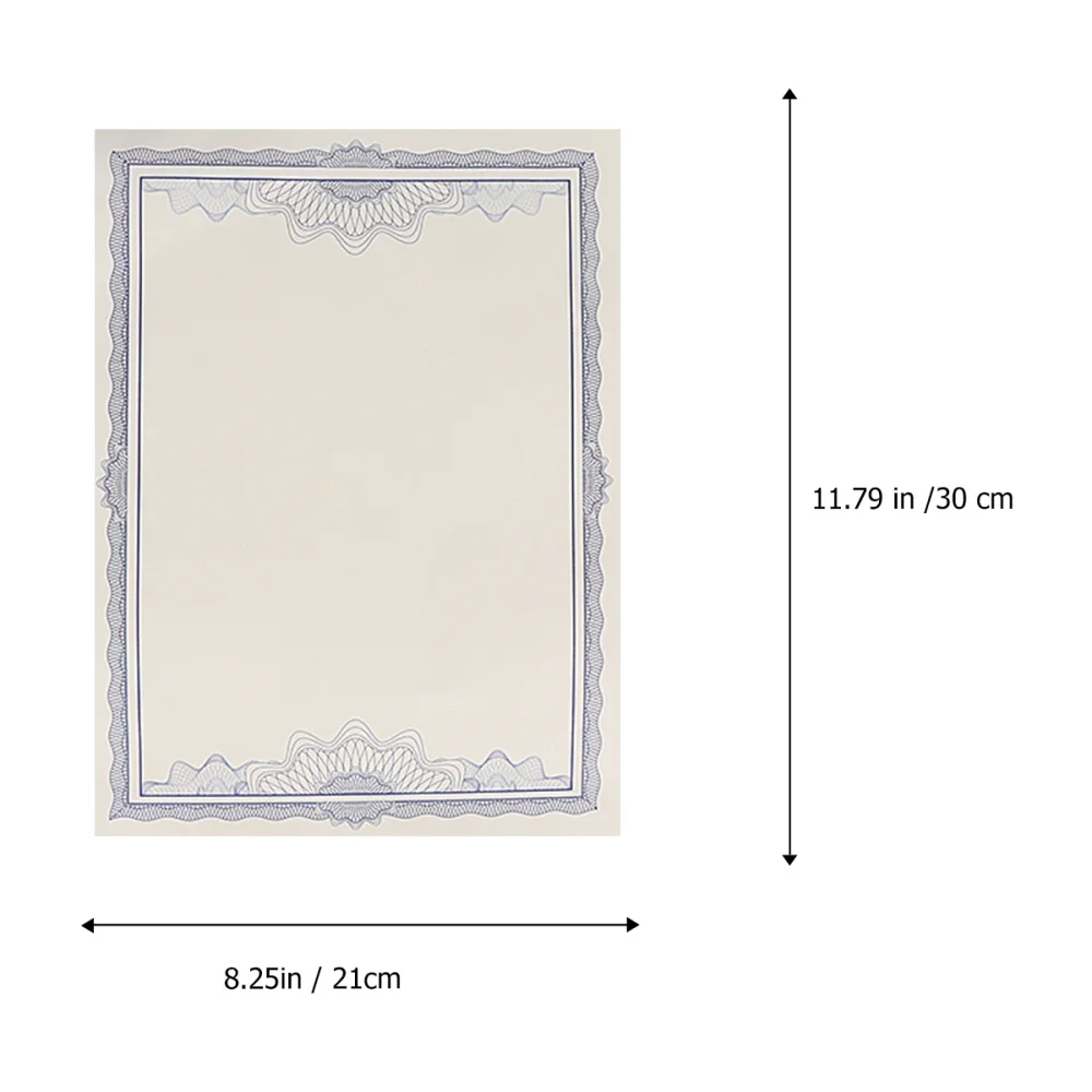 

1 Set of 5Pcs 12K Blue Border Inner Sheet Certificate Paper Core Blank A4 Paper