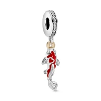 lucky beads 925 sterling silver good fortune carp fish dangle charm bead fit original pandora bracelet bangle 925 jewelry