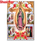 Квадратная круглая вышивка с изображением девы Марии в Мексике, зеленый свет, сделай сам, алмазная живопись, вышивка крестиком, Женская религия