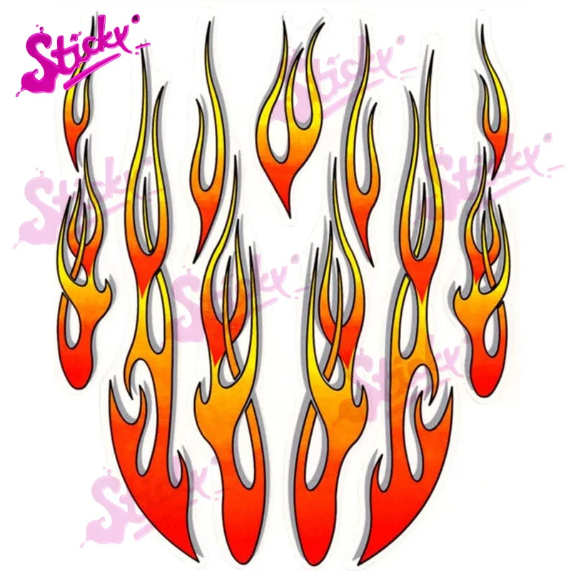 

STICKY Flame Sticker on Plate Reference 911 Car Sticker Decal Decor Motorcycle Off-road Laptop Trunk Guitar PVC Vinyl Stickers